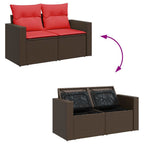 10-tlg. Garten-Sofagarnitur mit Kissen Braun Poly Rattan