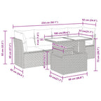 5-tlg. Garten-Sofagarnitur mit Kissen Braun Poly Rattan