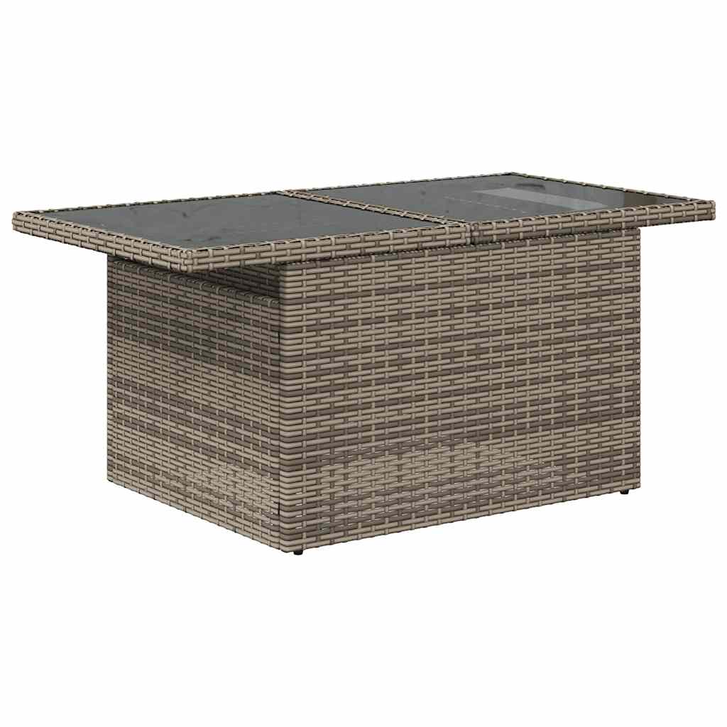 7-tlg. Garten-Sofagarnitur mit Kissen Grau Poly Rattan Akazie