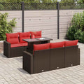 7-tlg. Garten-Sofagarnitur mit Kissen Braun Poly Rattan Akazie