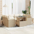 7-tlg. Garten-Sofagarnitur mit Kissen Beige Poly Rattan