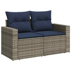 7-tlg. Garten-Sofagarnitur mit Kissen Schwarz Poly Rattan