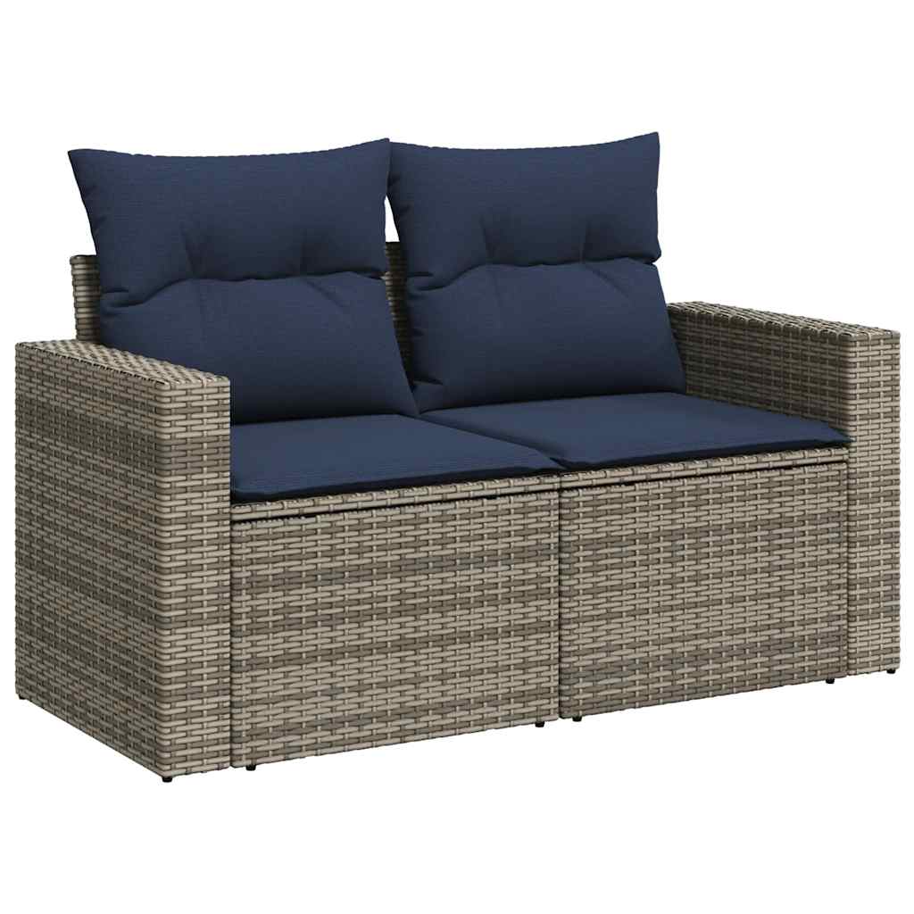 7-tlg. Garten-Sofagarnitur mit Kissen Schwarz Poly Rattan