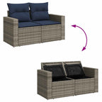 7-tlg. Garten-Sofagarnitur mit Kissen Schwarz Poly Rattan