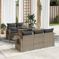 6-tlg. Garten-Sofagarnitur mit Kissen Grau Poly Rattan