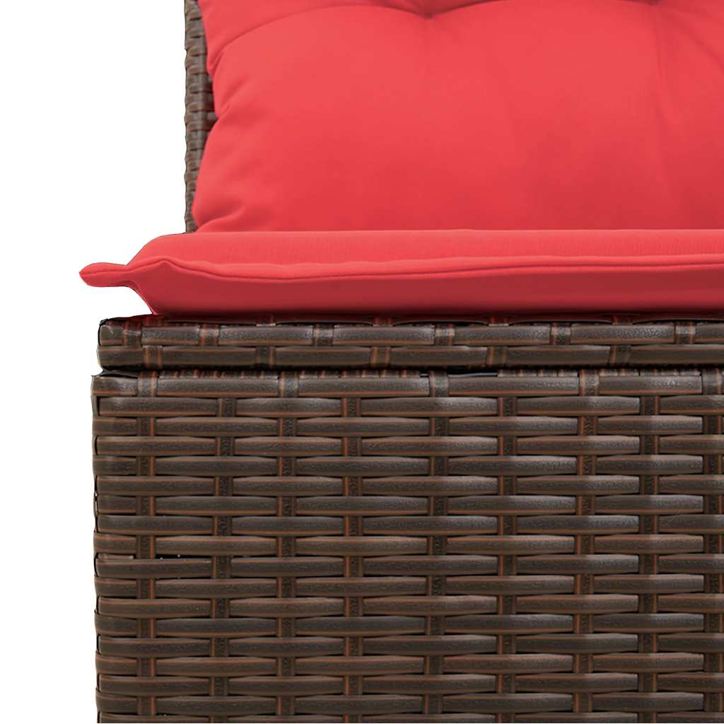 7-tlg. Garten-Sofagarnitur mit Kissen Braun Poly Rattan Akazie
