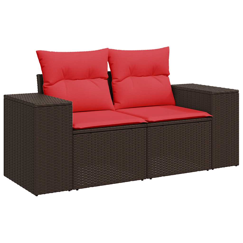 6-tlg. Garten-Sofagarnitur mit Kissen Braun Poly Rattan Akazie