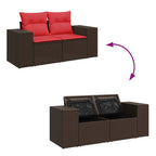 9-tlg. Garten-Sofagarnitur mit Kissen Braun Poly Rattan Akazie