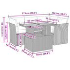 5-tlg. Garten-Sofagarnitur mit Kissen Schwarz Poly Rattan