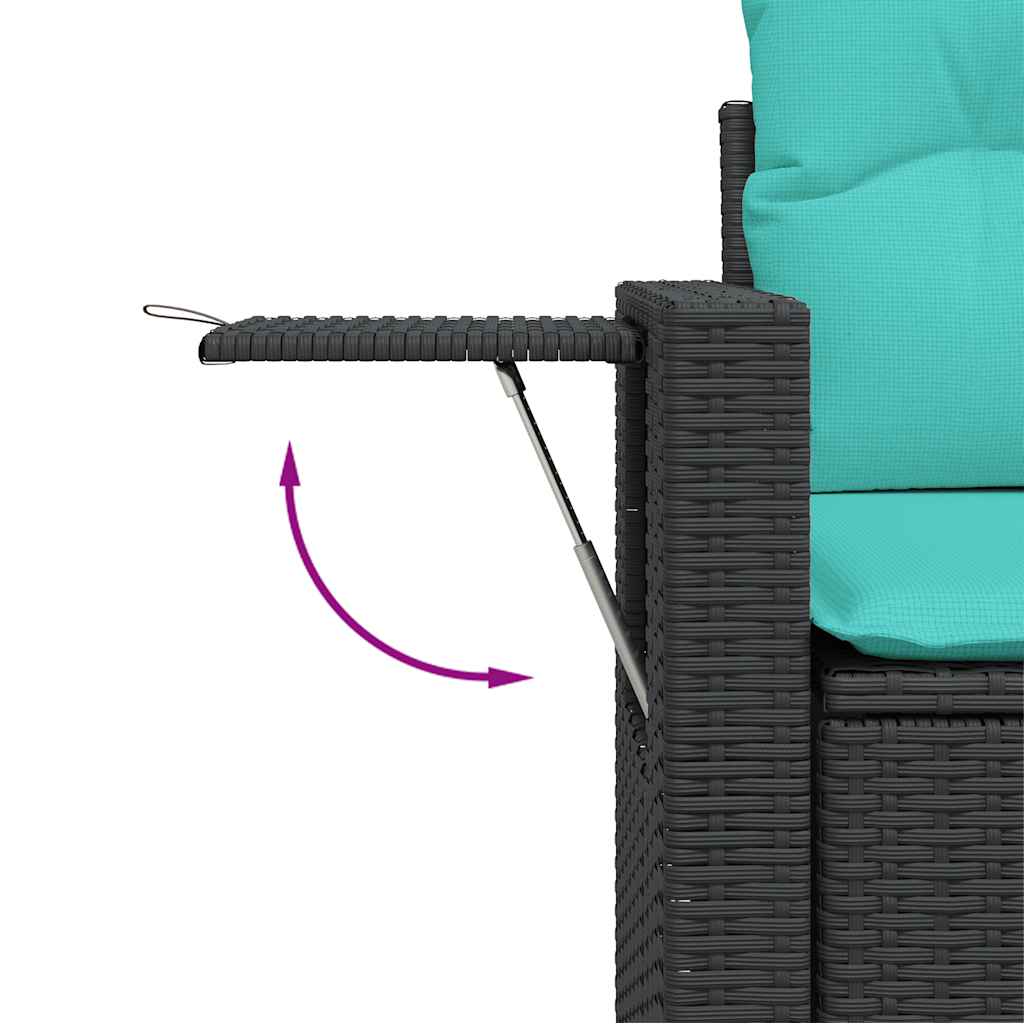 5-tlg. Garten-Sofagarnitur mit Kissen Schwarz Poly Rattan
