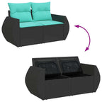 5-tlg. Garten-Sofagarnitur mit Kissen Schwarz Poly Rattan