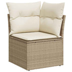 10-tlg. Garten-Sofagarnitur mit Kissen Beige Poly Rattan Akazie