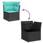 7-tlg. Garten-Sofagarnitur mit Kissen Braun Poly Rattan Akazie