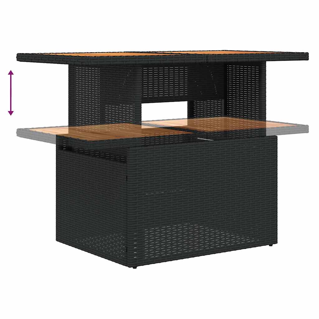 7-tlg. Garten-Sofagarnitur mit Kissen Braun Poly Rattan Akazie