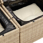 5-tlg. Garten-Sofagarnitur mit Kissen Beige Poly Rattan Akazie
