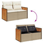 5-tlg. Garten-Sofagarnitur mit Kissen Beige Poly Rattan Akazie