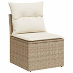 11-tlg. Garten-Sofagarnitur mit Kissen Beige Poly Rattan Akazie