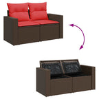 6-tlg. Garten-Sofagarnitur mit Kissen Braun Poly Rattan