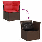 8-tlg. Garten-Sofagarnitur mit Kissen Braun Poly Rattan