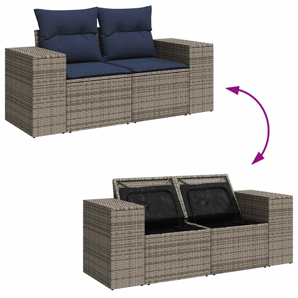9-tlg. Garten-Sofagarnitur mit Kissen Braun Poly Rattan Akazie
