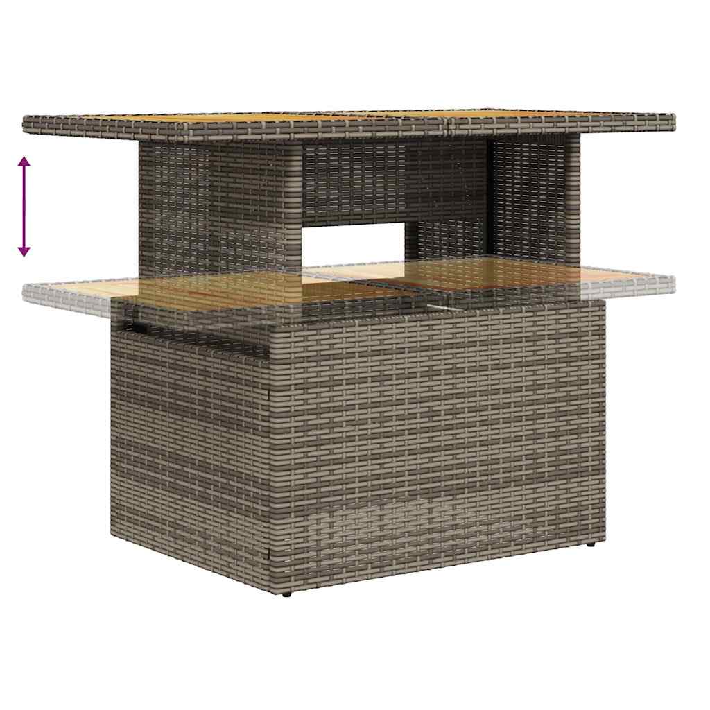 9-tlg. Garten-Sofagarnitur mit Kissen Braun Poly Rattan Akazie
