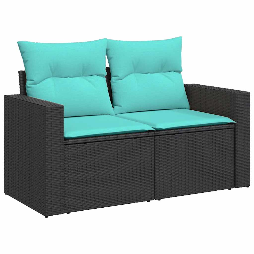 8-tlg. Garten-Sofagarnitur mit Kissen Grau Poly Rattan Akazie