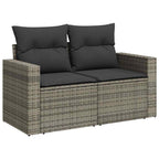 5-tlg. Garten-Sofagarnitur mit Kissen Grau Poly Rattan Akazie
