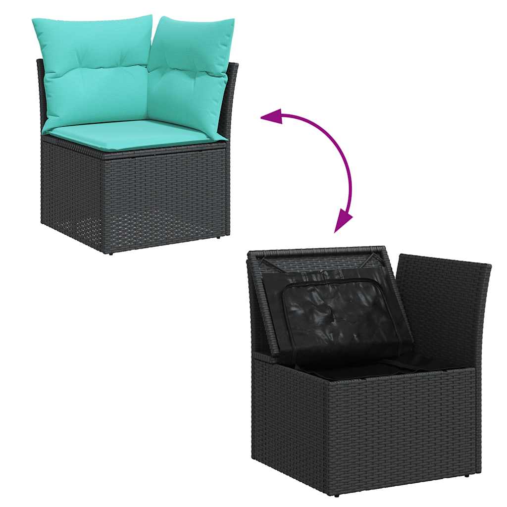 7-tlg. Garten-Sofagarnitur mit Kissen Braun Poly Rattan Akazie
