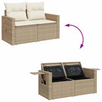8-tlg. Garten-Sofagarnitur mit Kissen Beige Poly Rattan Akazie