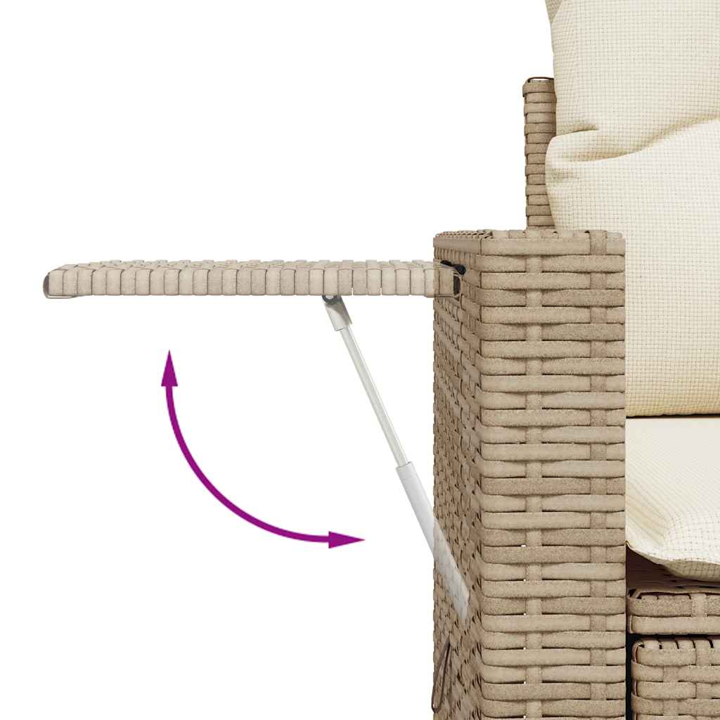 6-tlg. Garten-Sofagarnitur mit Kissen Beige Poly Rattan Akazie