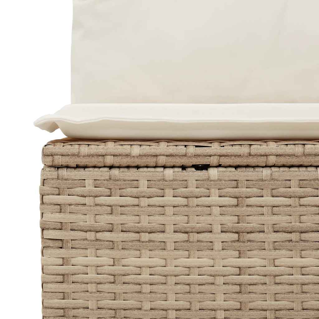 6-tlg. Garten-Sofagarnitur mit Kissen Beige Poly Rattan Akazie