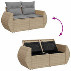 8-tlg. Garten-Sofagarnitur mit Kissen Beige Poly Rattan Akazie