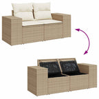 8-tlg. Garten-Sofagarnitur mit Kissen Beige Poly Rattan Akazie