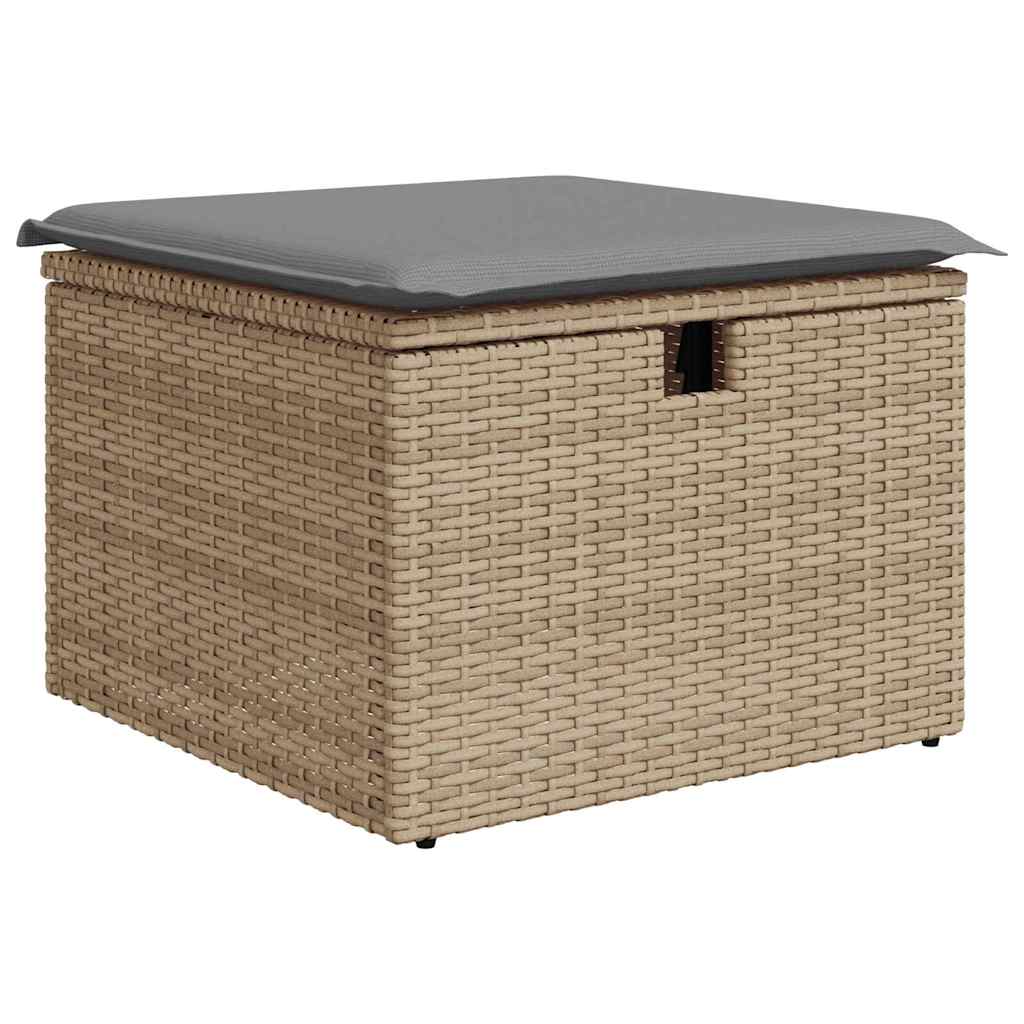 5-tlg. Garten-Sofagarnitur mit Kissen Beige Poly Rattan Akazie