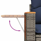 6-tlg. Garten-Sofagarnitur mit Kissen Grau Poly Rattan Akazie
