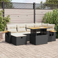 8-tlg. Garten-Sofagarnitur mit Kissen Schwarz Poly Rattan