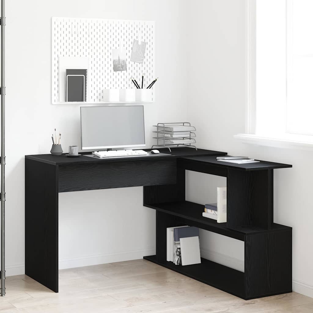Schreibtisch Schwarz Eichen-Optik 200 x 50 x 76 cm