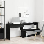 Schreibtisch Schwarz Eichen-Optik 200 x 50 x 76 cm