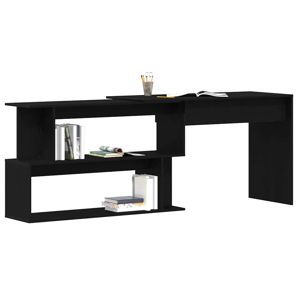 Schreibtisch Schwarz Eichen-Optik 200 x 50 x 76 cm