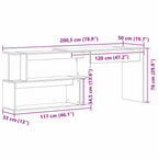 Schreibtisch Schwarz Eichen-Optik 200 x 50 x 76 cm