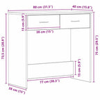 Schreibtisch Schwarz Eichen-Optik 80 x 40 x 75 cm Holzwerkstoff