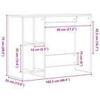 Schreibtisch mit Regal Schwarz Eichen-Optik 102,5 x 35 x 75 cm