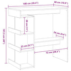Bartisch Schwarz Eichen-Optik 100 x 48 x 101,5 cm Holzwerkstoff