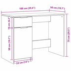Schreibtisch mit Speicher Schwarz Eichen-Optik 100 x 50 x 75 cm