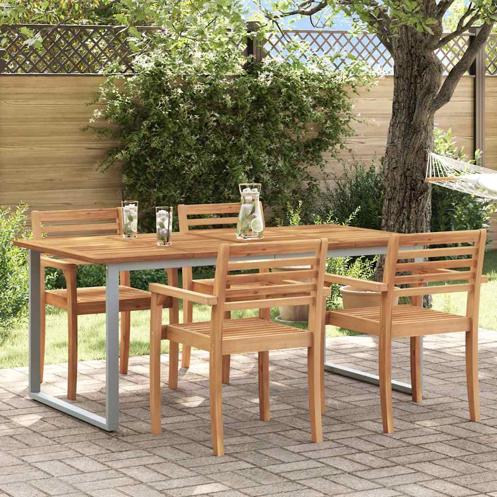 Gartentisch Grau 180 x 90 x 75 cm Massivholz Akazie