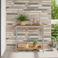 Tisch für Outdoor mit Regal Natürlich und Grau 80 x 35 x 75 cm
