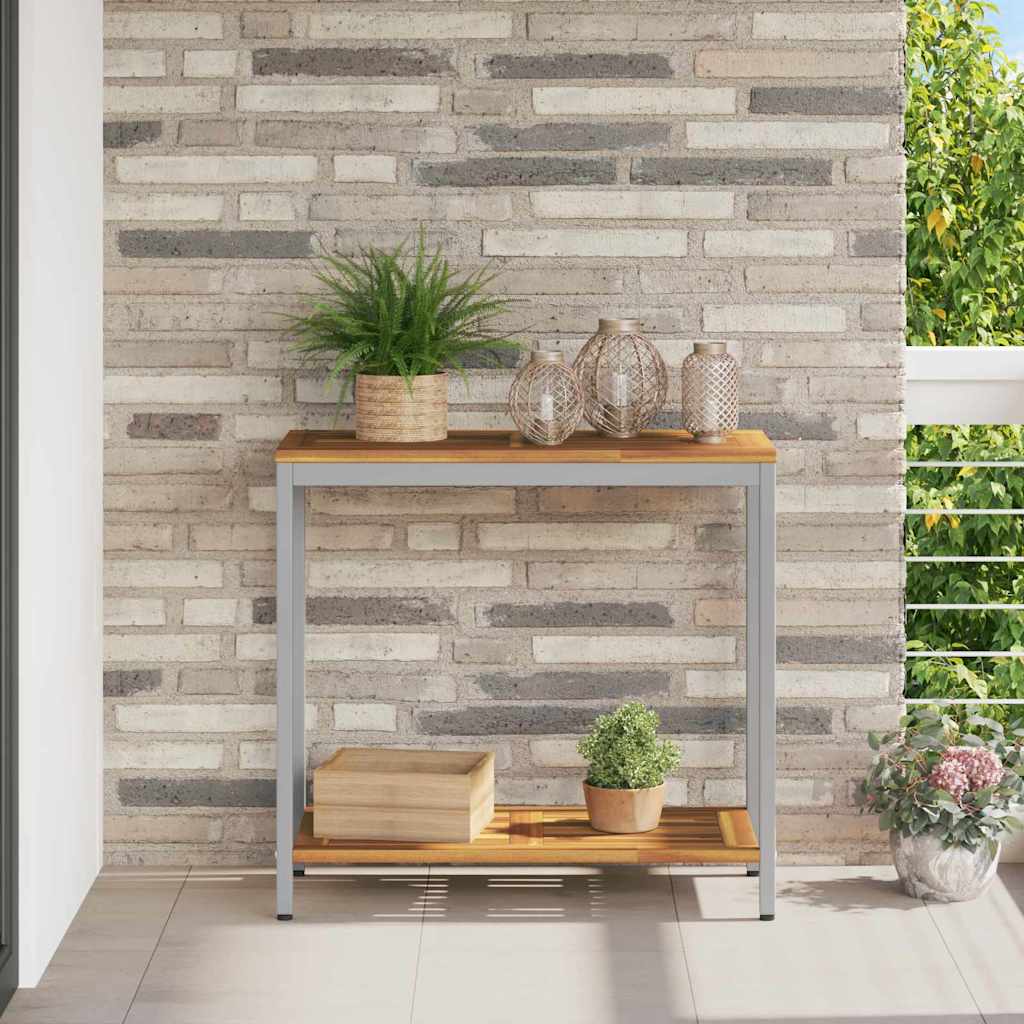 Tisch für Outdoor mit Regal Natürlich und Grau 80 x 35 x 75 cm