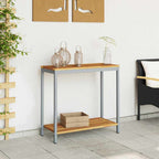 Tisch für Outdoor mit Regal Natürlich und Grau 80 x 35 x 75 cm