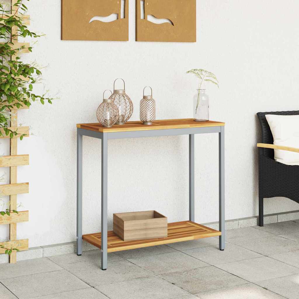 Tisch für Outdoor mit Regal Natürlich und Grau 80 x 35 x 75 cm