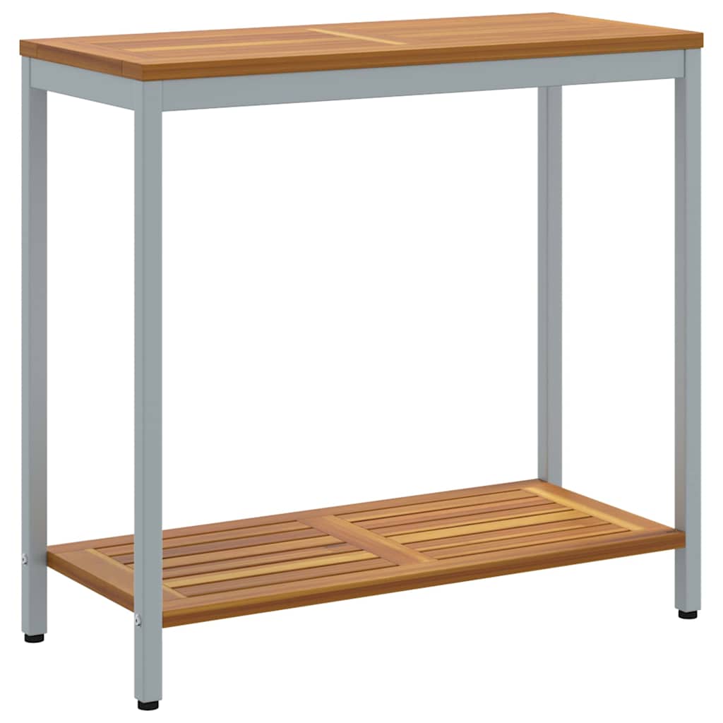 Tisch für Outdoor mit Regal Natürlich und Grau 80 x 35 x 75 cm